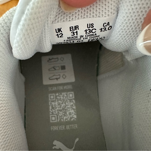 Puma Rebound V6 Sneakers SZ 13C White Lace Up Cheerleading Activewear EUC - Picture 5 of 8